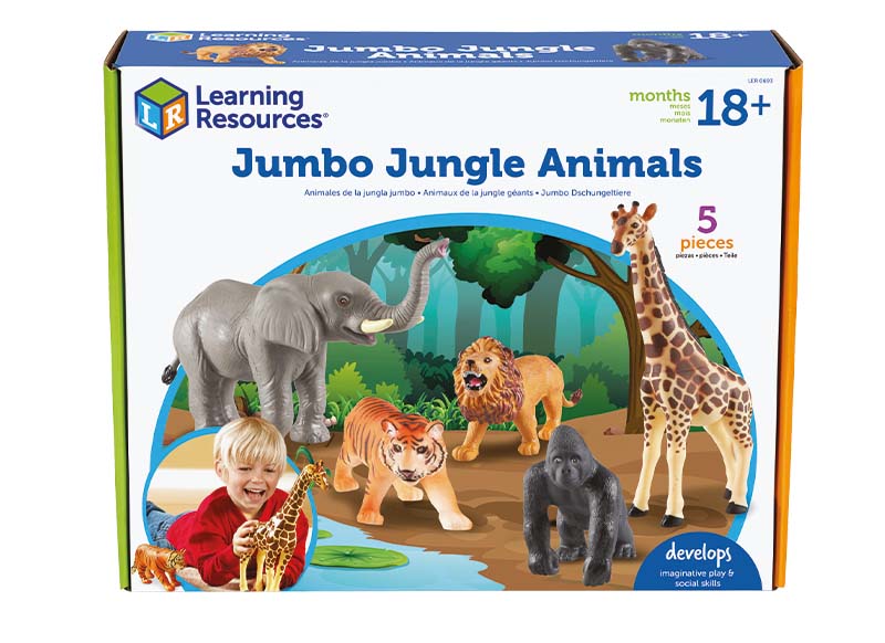 Speelgoed figuren - Learning Resources Jumbo Jungle Animals - jungle dieren - set van 5 assorti