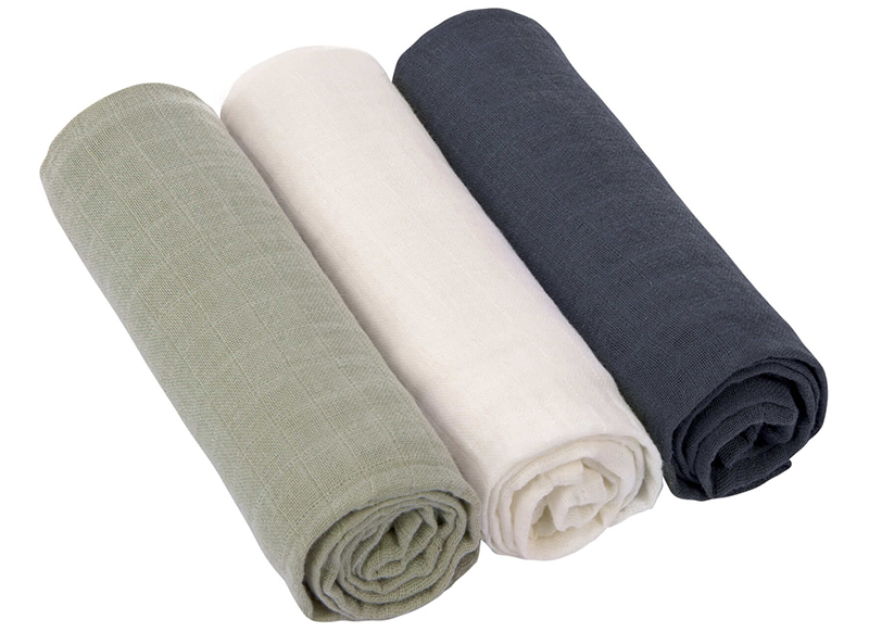 Verzorging - Lassig - tetradoeken - olive, milky, navy - set van 3