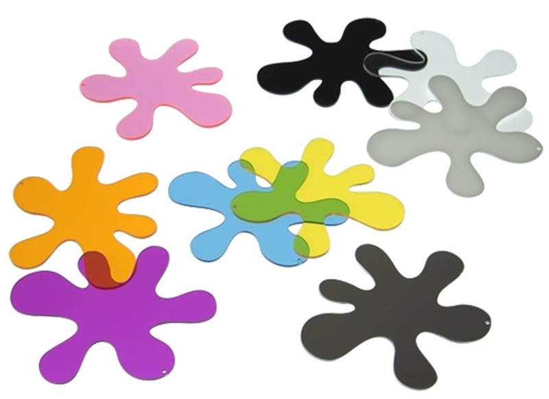 Speelfiguren - tickit Splats - verfspatten - kunststof - transparant - gekleurd - voor lichtbord - set van 10 assorti