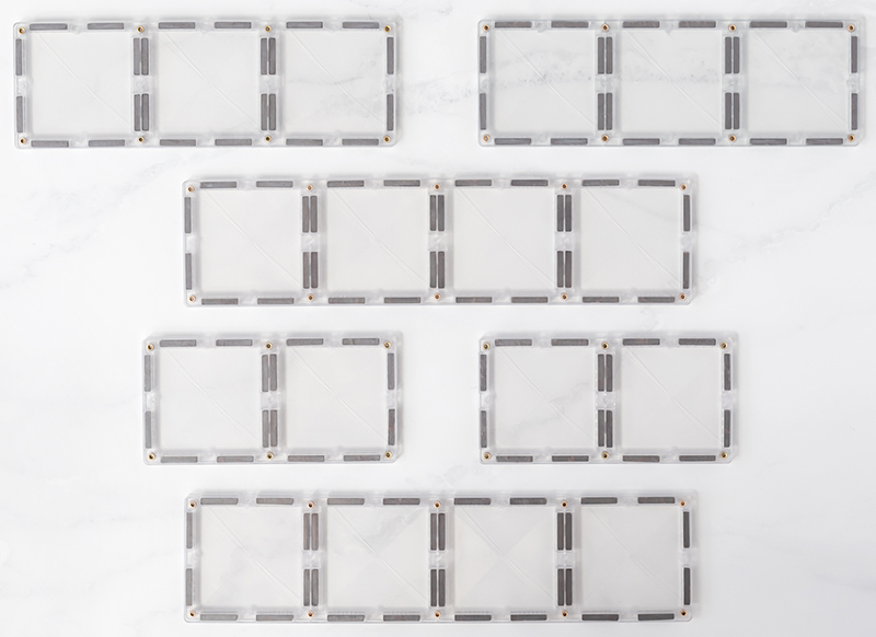 Constructie - magnetisch - Connetix - clear - rectangle pack - set van 12