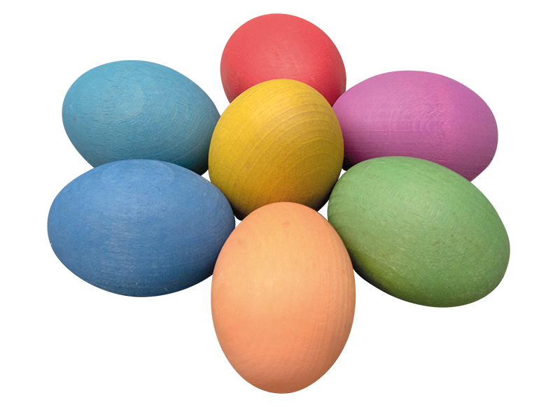 Open-ended - tickit Rainbow Wooden Eggs - eitjes - hout - regenboogkleuren - loose parts - set van 7 assorti