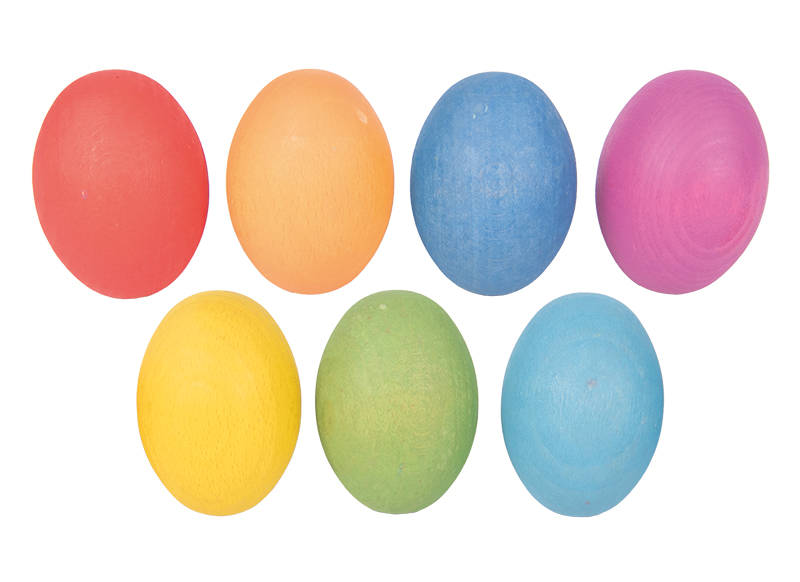 Open-ended - tickit Rainbow Wooden Eggs - eitjes - hout - regenboogkleuren - loose parts - set van 7 assorti