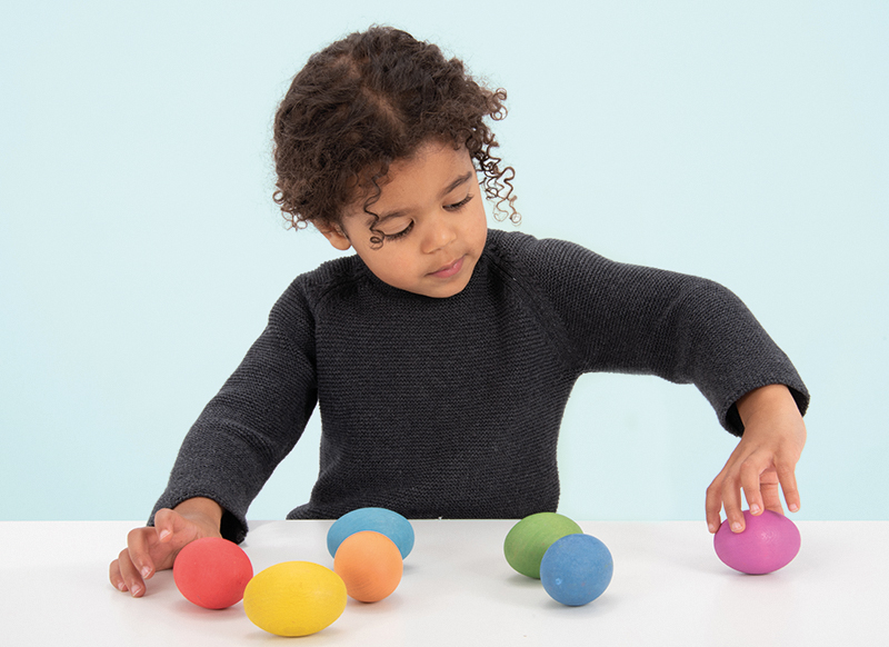 Open-ended - tickit Rainbow Wooden Eggs - eitjes - hout - regenboogkleuren - loose parts - set van 7 assorti