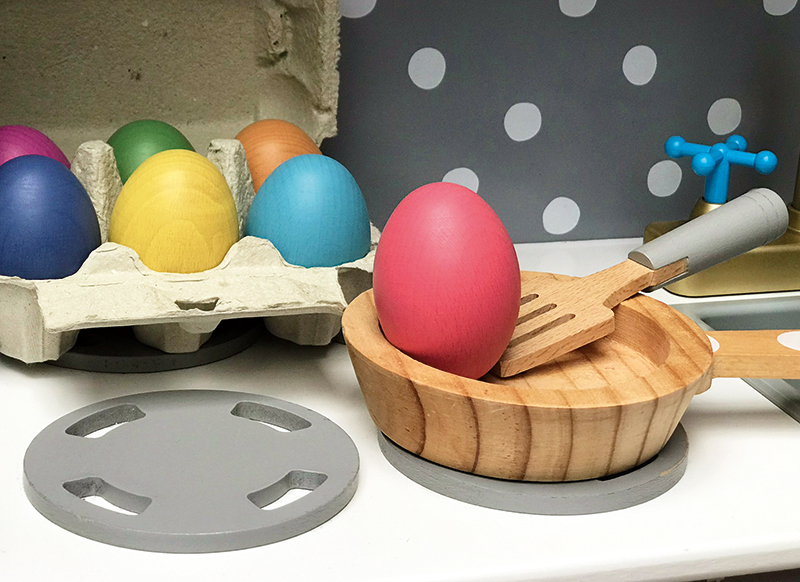 Open-ended - tickit Rainbow Wooden Eggs - eitjes - hout - regenboogkleuren - loose parts - set van 7 assorti