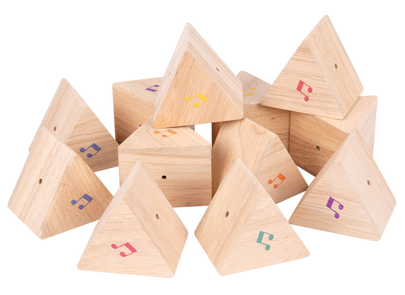 Geluidsdozen - tickit Sound Prism Set - 5 x 6 cm - hout - set van 12