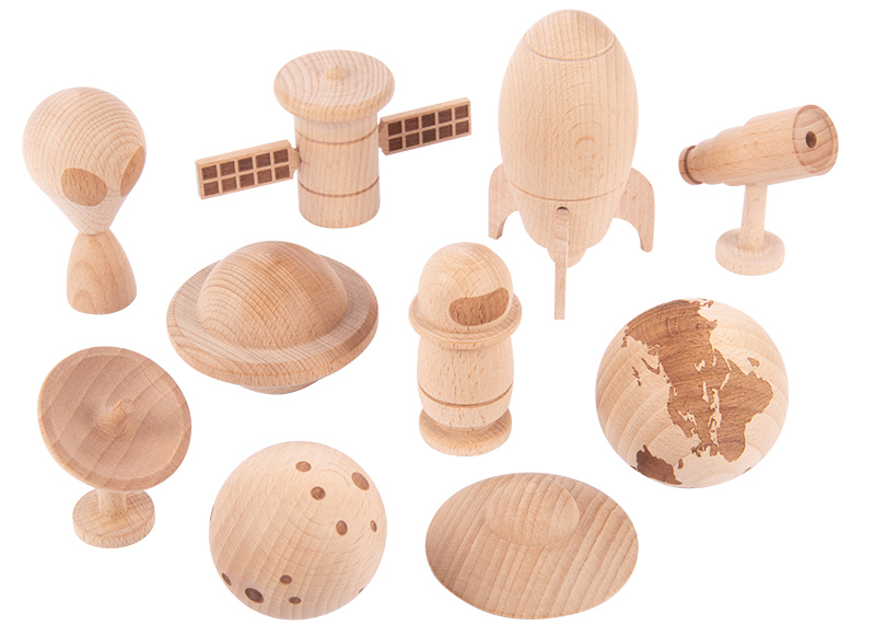 Speelfiguren - tickit Wooden Space Adventure - ruimte - hout - loose parts - per set