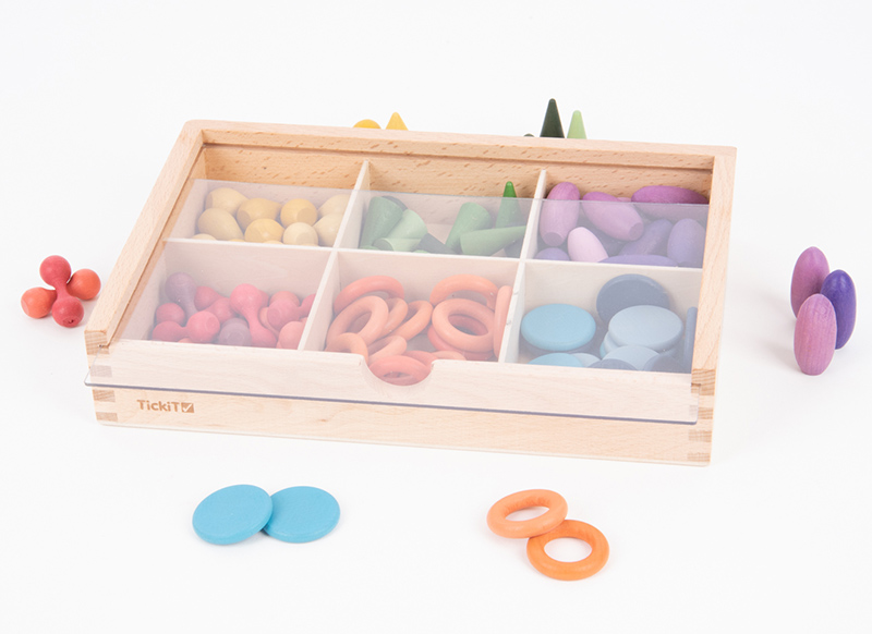 Loose parts - tickit - schatten sorteerkist - set van 109