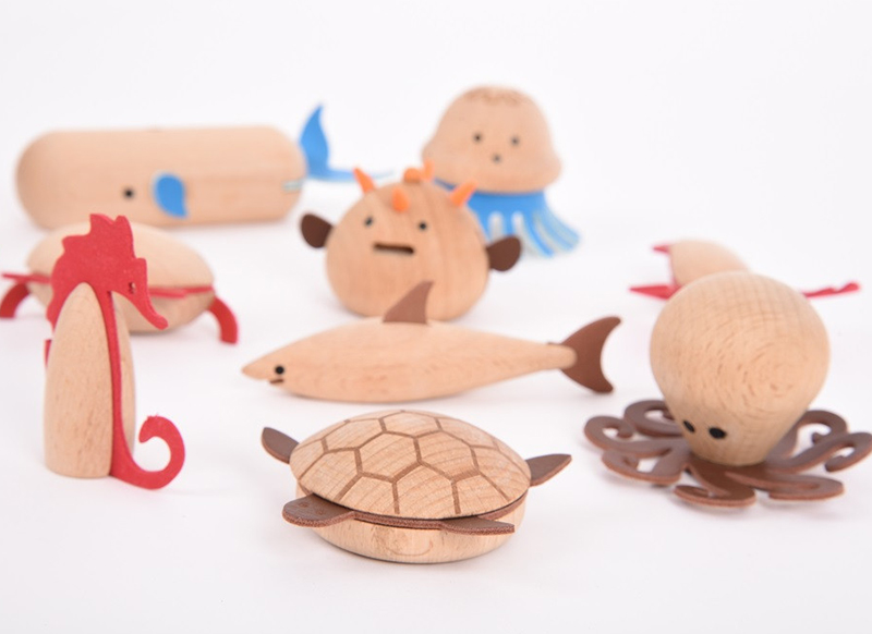 Fantasiehoek - dieren - tickit - houten zeedieren - set van 10