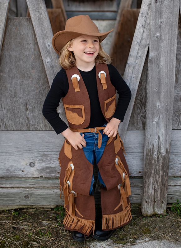 Verkleedkledij - Great Pretenders - cowboyvest en beenbeschermers - per set