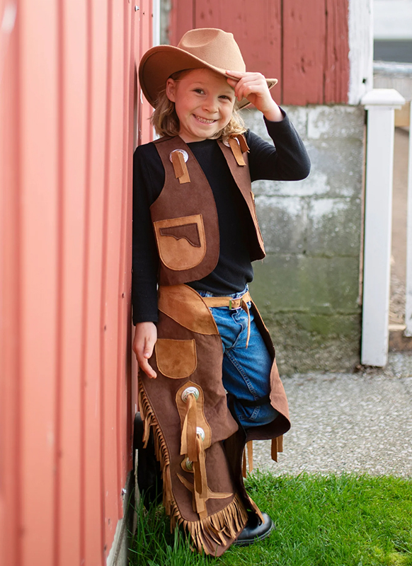 Verkleedkledij - Great Pretenders - cowboyvest en beenbeschermers - per set